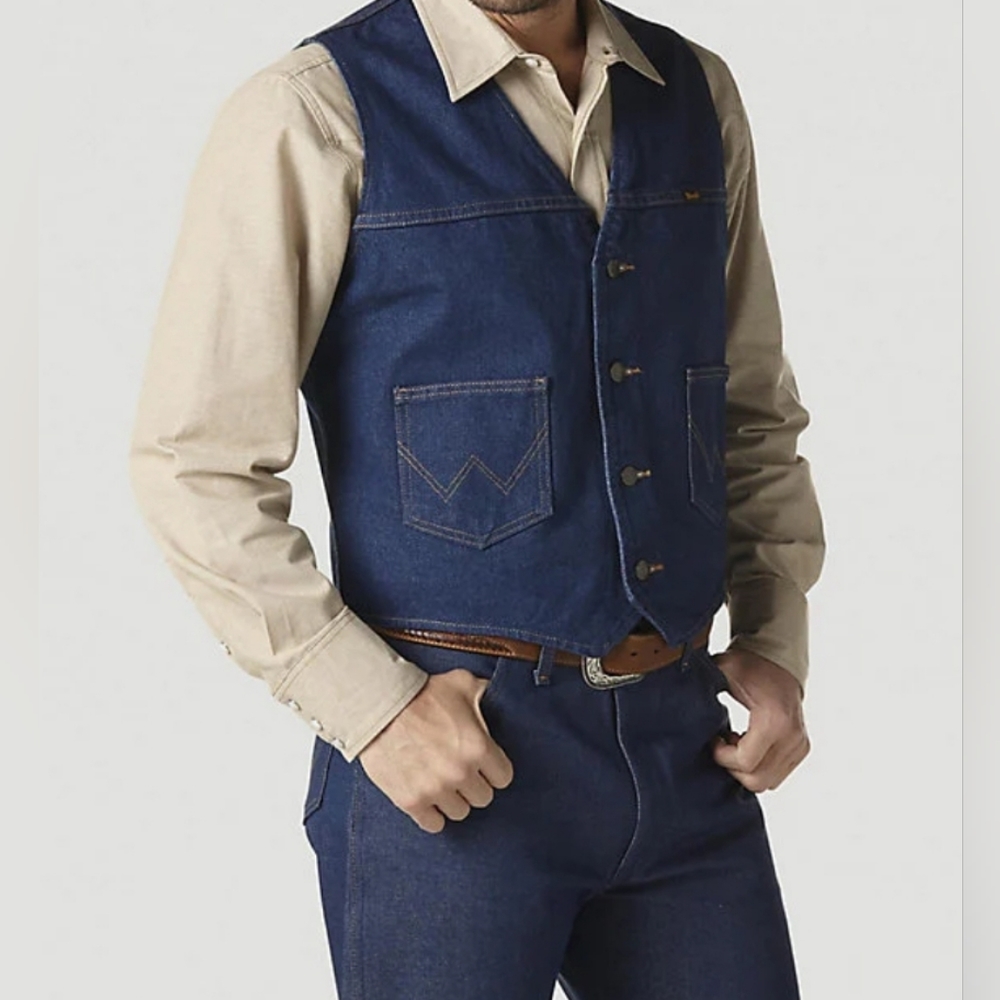 Vintage Wrangler Sherpa Lined Denim Vest, Wester Cowboy. Size S